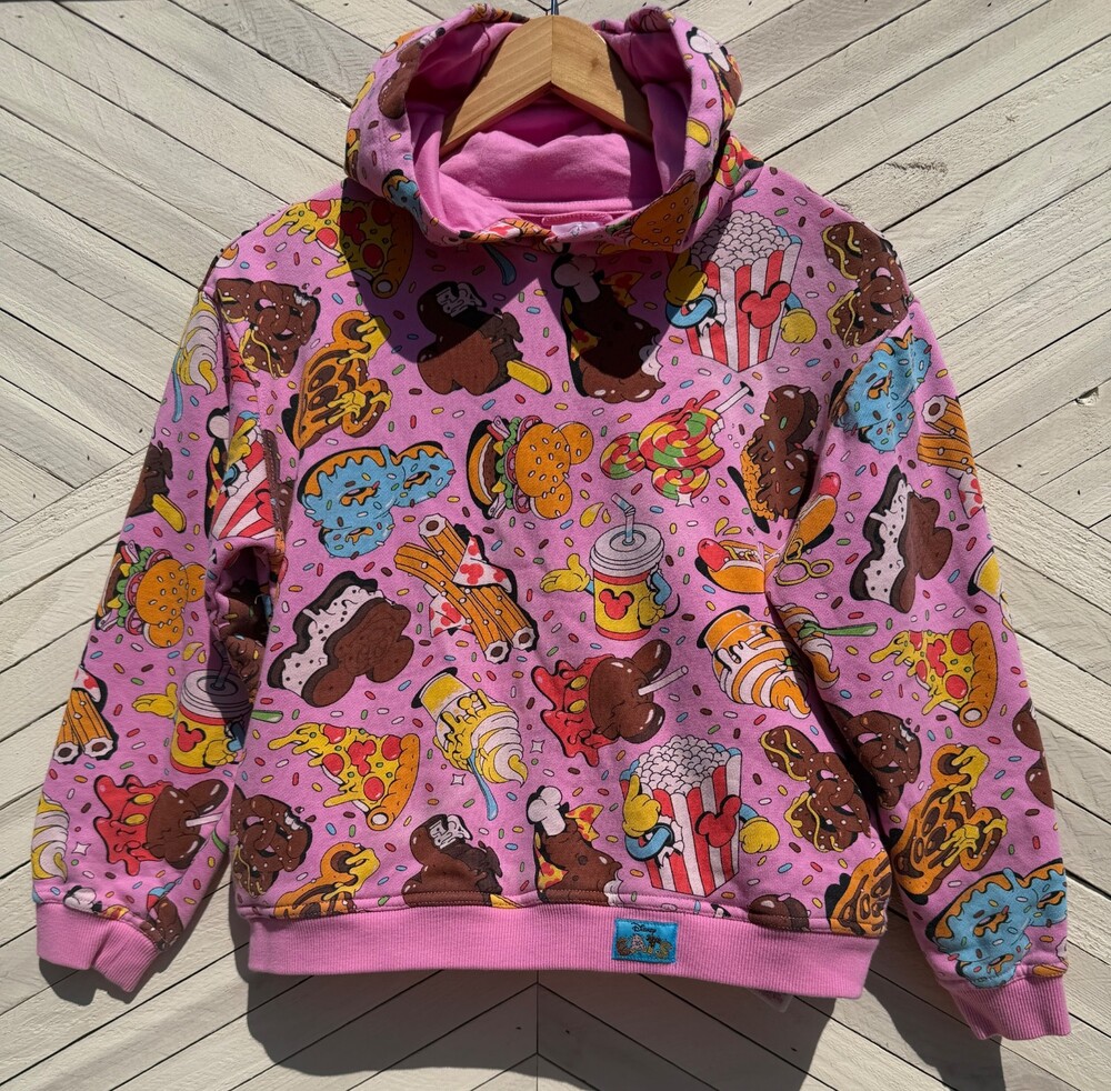 Disney Parks Hoodie Sweatshirt Kids Size 11/12 Pink Eats Collection Food